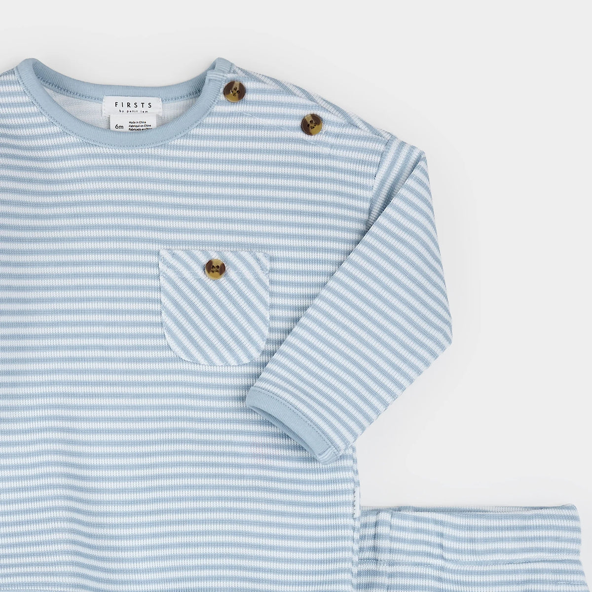 PETIT LEM: ARTIC BLUE STRIPED DOUBLE JERSEY SET