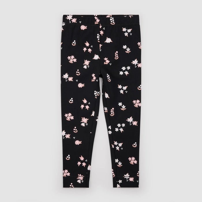 MILES THE LABEL: FLOWER PRINT LEGGINGS - BLACK