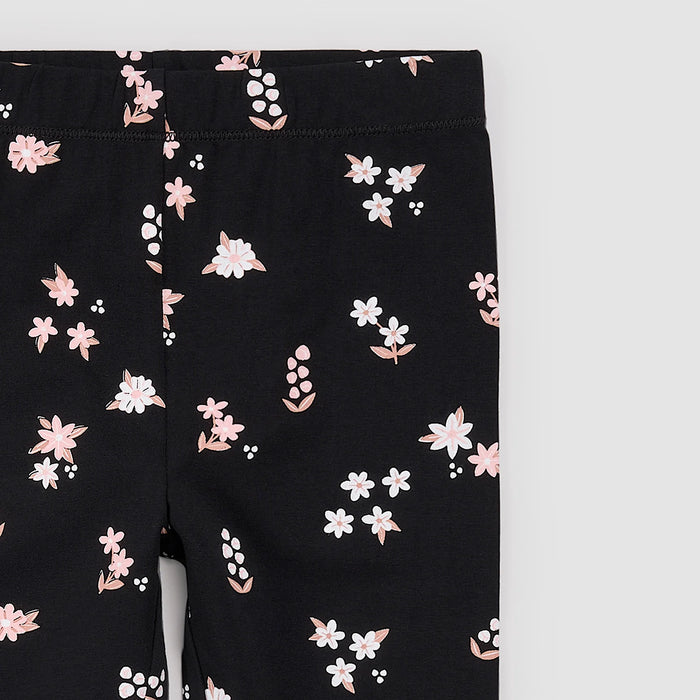 MILES THE LABEL: FLOWER PRINT LEGGINGS - BLACK