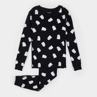 PETIT LEM: GHOST GLOW IN THE DARK PJ SET - BLACK