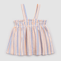 MILES THE LABEL: PEACH AND POWDERED BLUE STRIPE SHORT SET