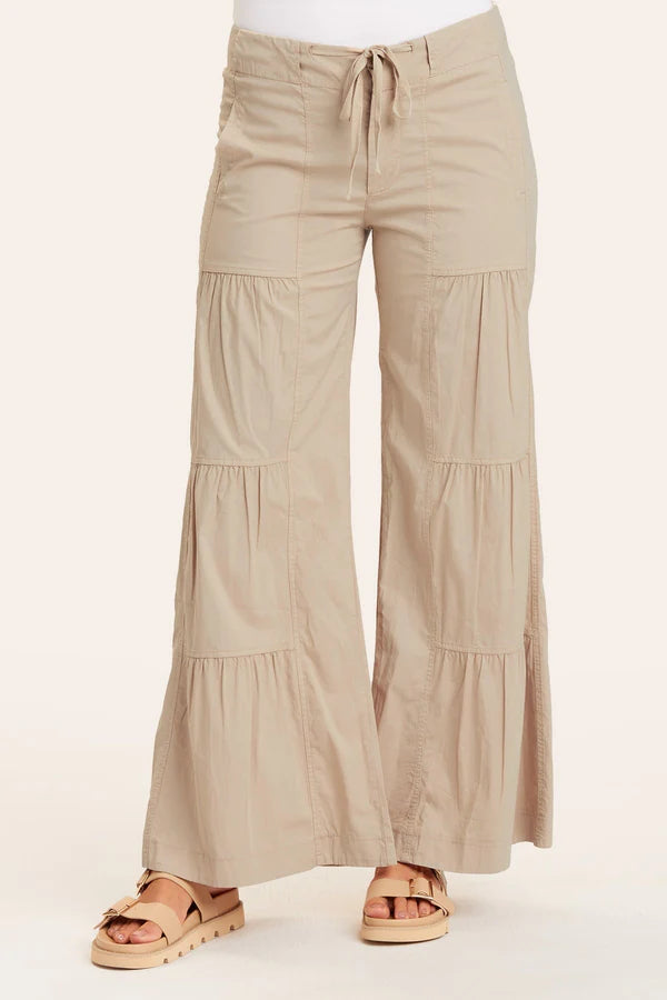 XCVI: TERRACED WIDE LEG PANT - SAND