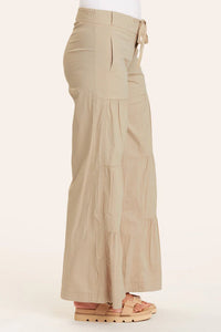 XCVI: TERRACED WIDE LEG PANT - SAND