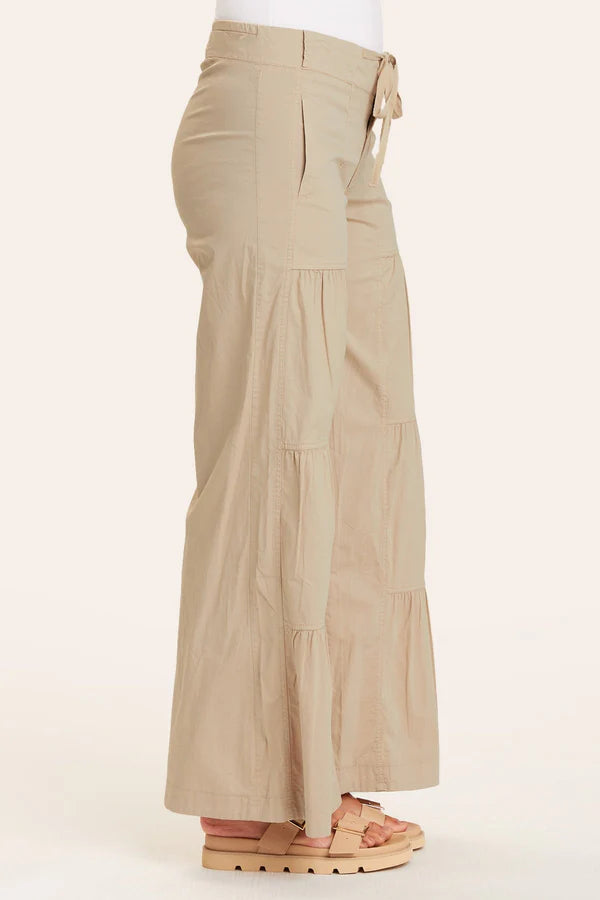 XCVI: TERRACED WIDE LEG PANT - SAND