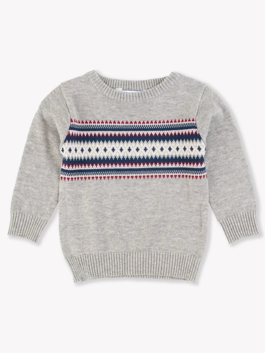 RUGGED BUTTS: KNIT CREW NECK SWEATER - COZY FAIR ISLE