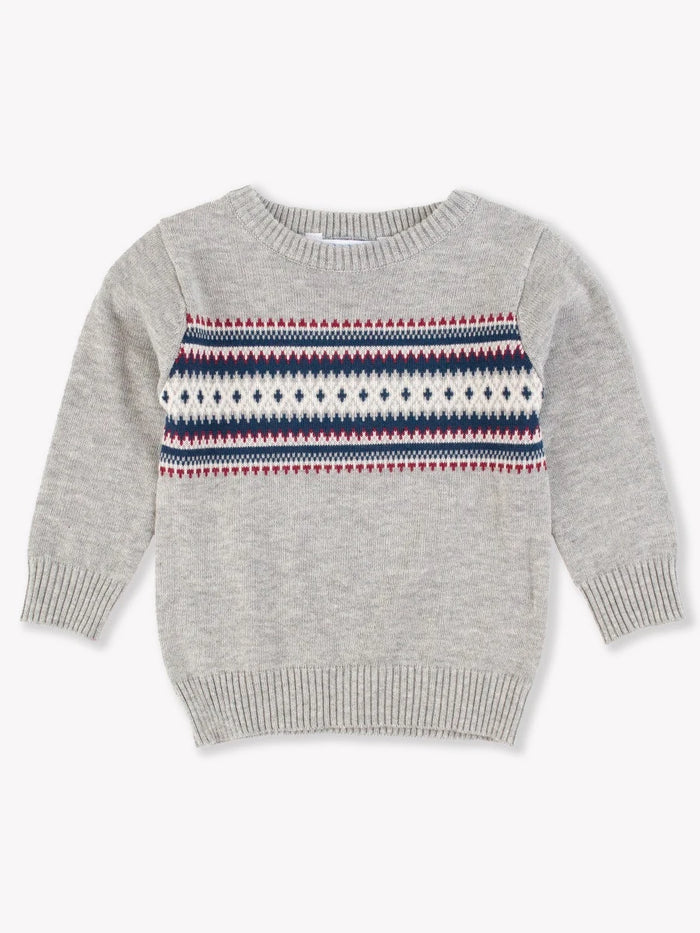 RUGGED BUTTS: KNIT CREW NECK SWEATER - COZY FAIR ISLE