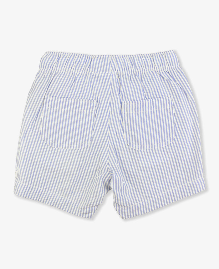 RUGGED BUTTS: PULL-ON SHORTS - PERIWINKLE BLUE SEERSUCKER
