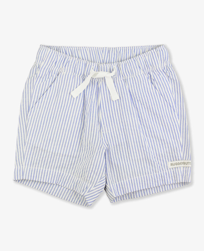 RUGGED BUTTS: PULL-ON SHORTS - PERIWINKLE BLUE SEERSUCKER