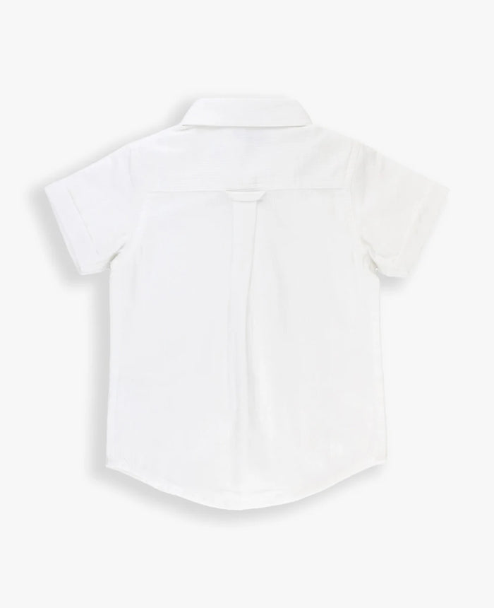 RUGGED BUTTS: DOBBY SHORT SLEEVE BUTTON DOWN SHIRT - WHITE