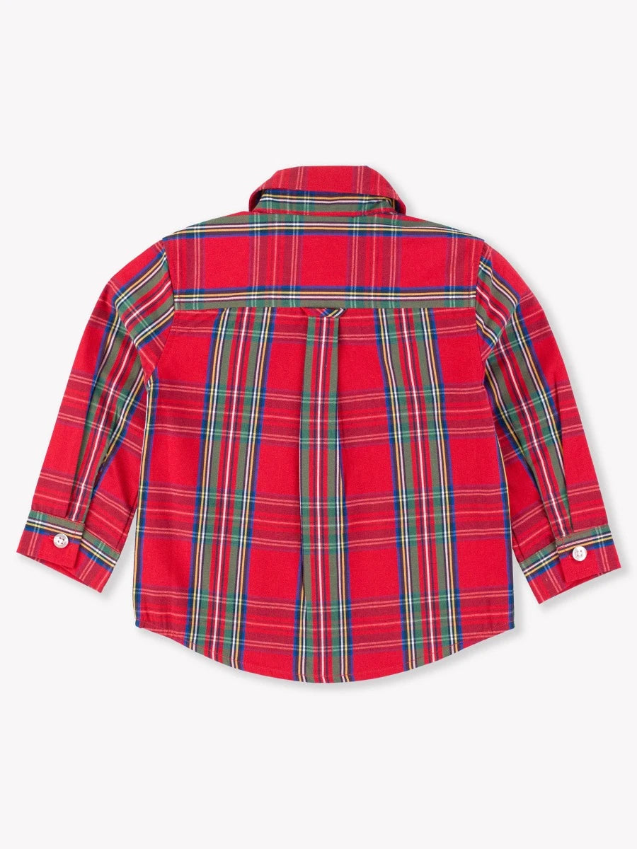 RUGGED BUTTS: LONG SLEEVE BUTTON DOWN SHIRT - TIS THE SEASON PLAID