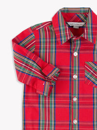 RUGGED BUTTS: LONG SLEEVE BUTTON DOWN SHIRT - TIS THE SEASON PLAID