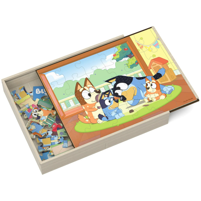 BLUEY: 5 WOOD PUZZLES SET IN WOOD BOX