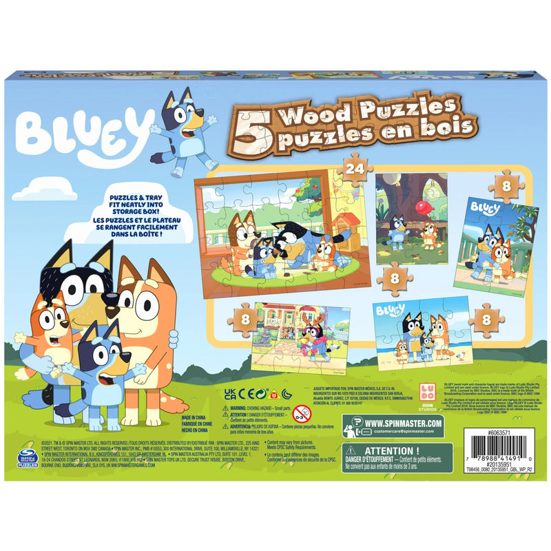 BLUEY: 5 WOOD PUZZLES SET IN WOOD BOX