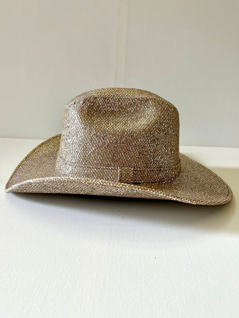 WILDER & SOUL: JAN WESTERN COWBOY HAT - CHAMPAGNE GLITTER