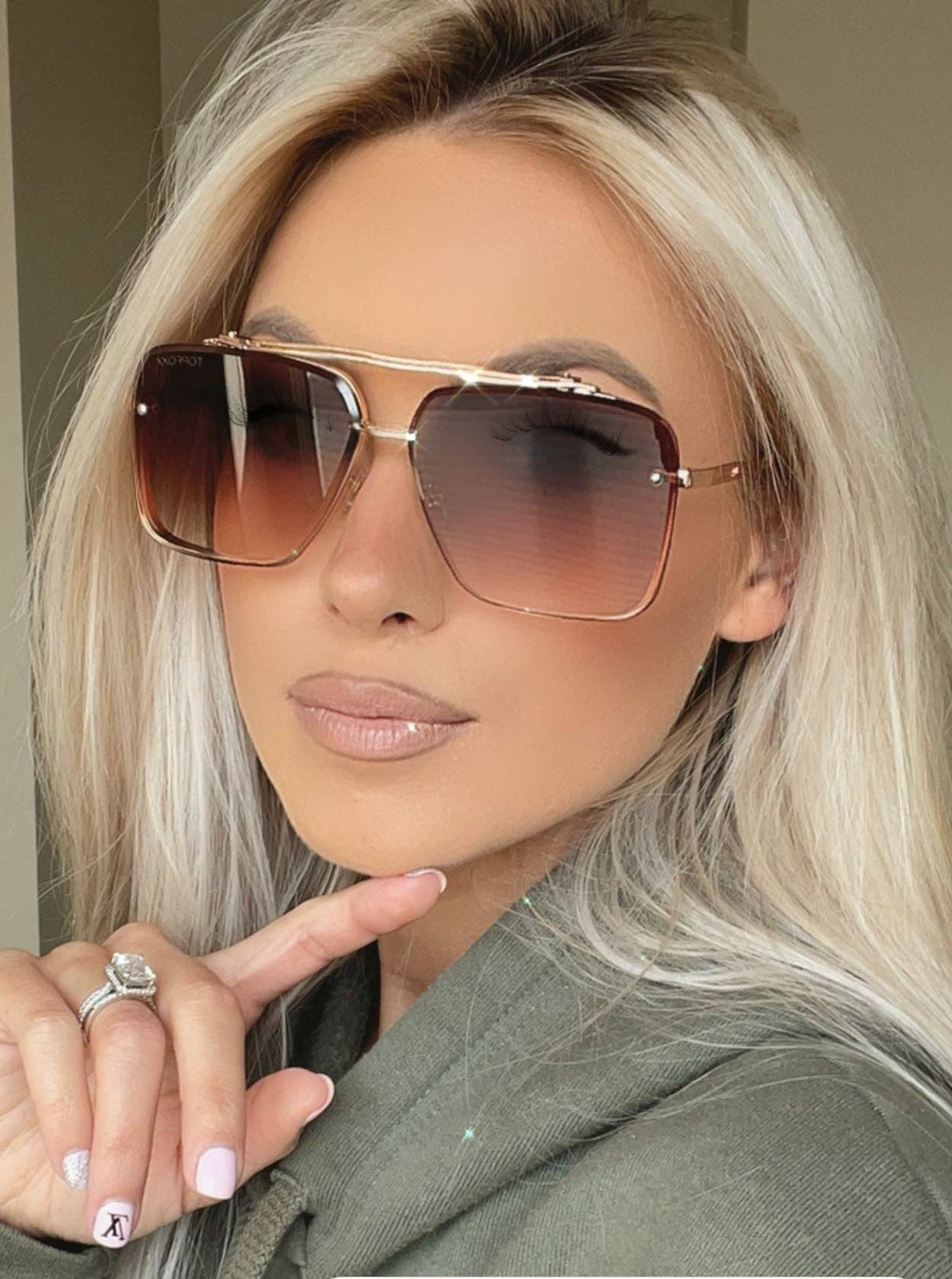 TOPFOXX: SMALL BELLA COFFEE - TANGLE FREE AVIATOR SUNGLASSES