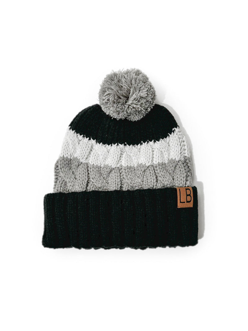 LITTLE BIPSY: CHUNKY POM BEANIE - BLACK