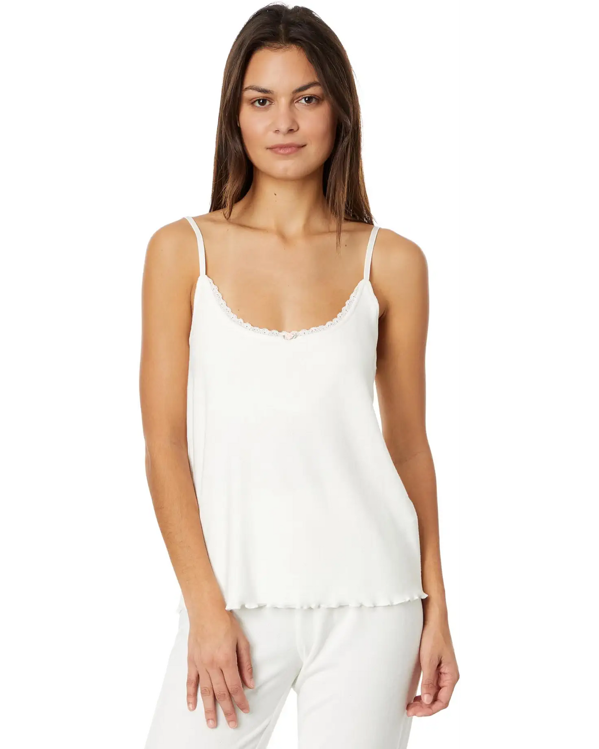 PJ SALVAGE: POINTELLE HEARTS TANK - IVORY