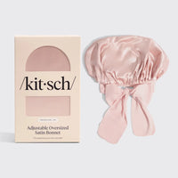KITSCH: ADJUSTABLE OVERSIZED SATIN BONNET- BLUSH