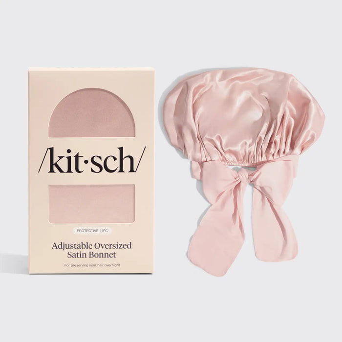 KITSCH: ADJUSTABLE OVERSIZED SATIN BONNET- BLUSH