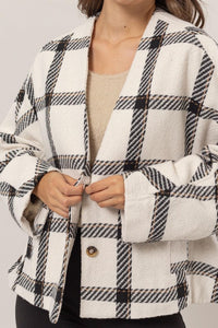 PLAID PATTERN OVERSIZED JACKET