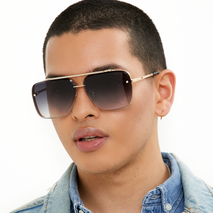 TOPFOXX: BELLA - MIDNIGHT GOLD OVERSIZED SQUARED AVIATORS
