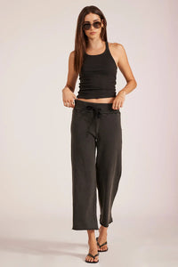 BOBI: COMFORT WAIST CROP FLARE - BLACK