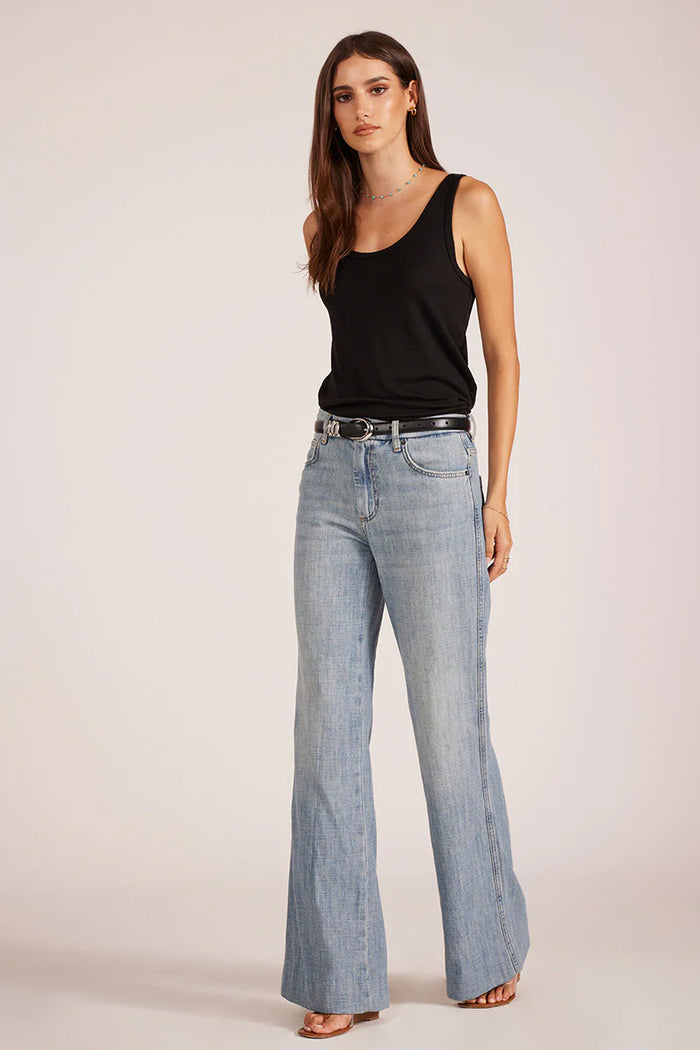 BOBI: RELAXED SCOOP NECK TANK - BLACK