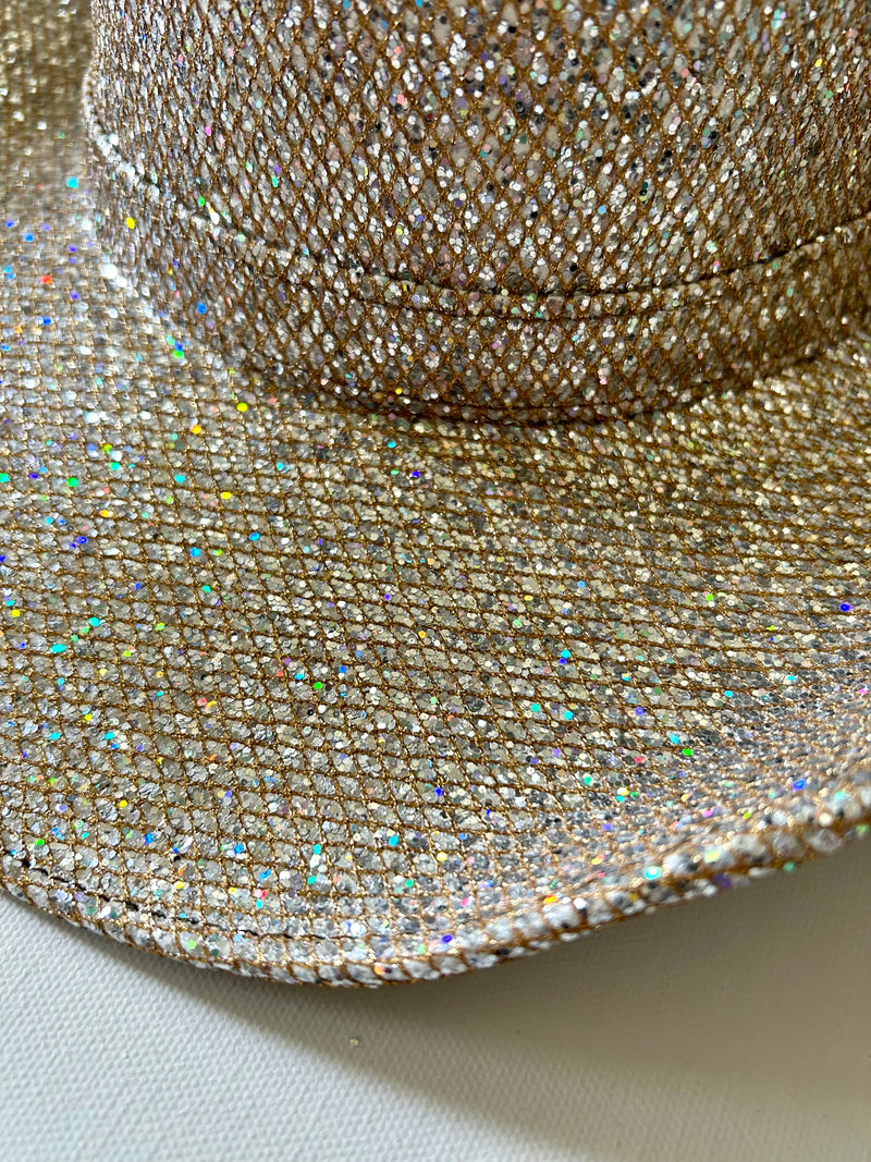 WILDER & SOUL: JAN WESTERN COWBOY HAT - CHAMPAGNE GLITTER