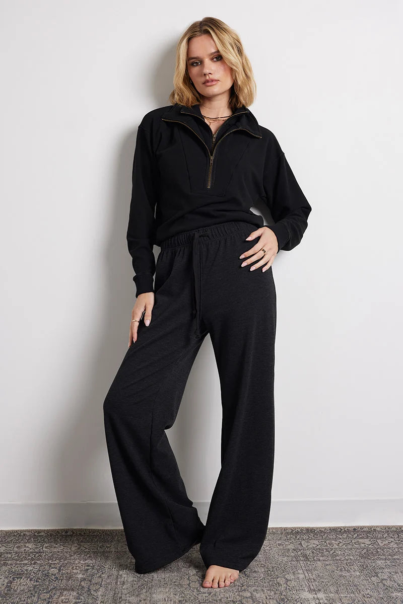 BOBI: DOUBLE ZIP FUNNEL NECK PULLOVER