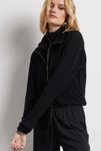 BOBI: DOUBLE ZIP FUNNEL NECK PULLOVER