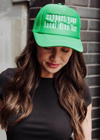 PANACHE APPAREL: SUPPORT YOUR LOCAL DIVE BAR TRUCKER HAT - GREEN