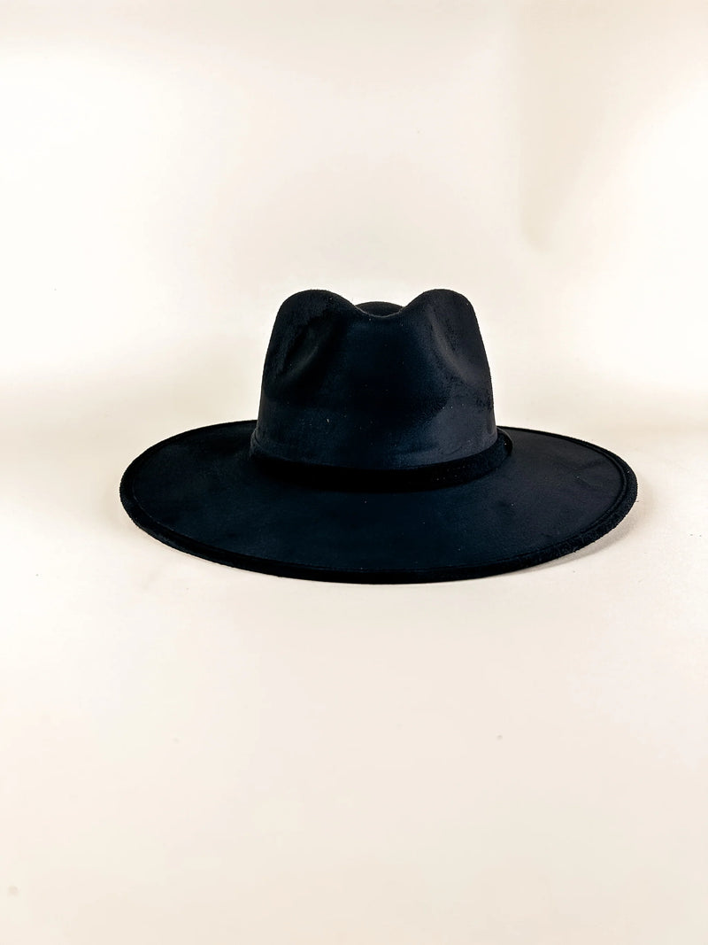 WILDER AND SOUL: VEGAN SUEDE RANCHER HAT - BLACK