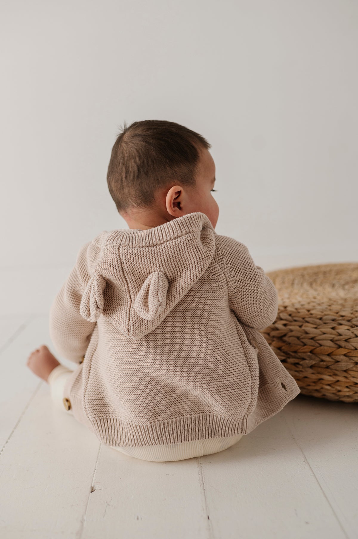 BABYSPROUTS: KNIT HOODIE & KNIT PANT SET - SAND