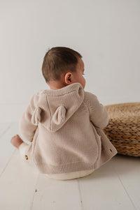 BABYSPROUTS: KNIT HOODIE & KNIT PANT SET - SAND