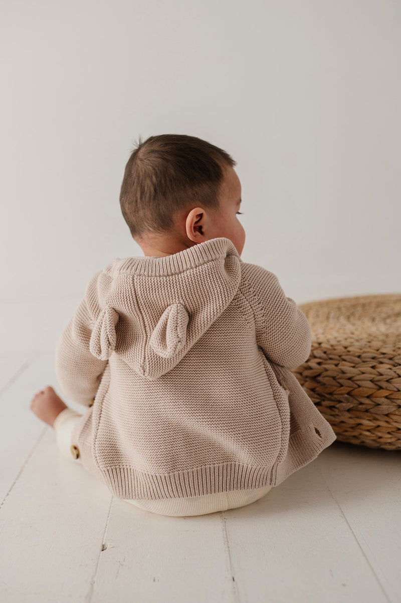 BABYSPROUTS: KNIT HOODIE & KNIT PANT SET - SAND