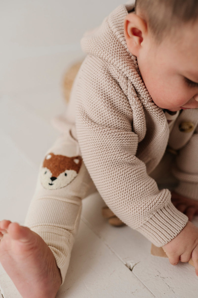 BABYSPROUTS: KNIT HOODIE & KNIT PANT SET - SAND
