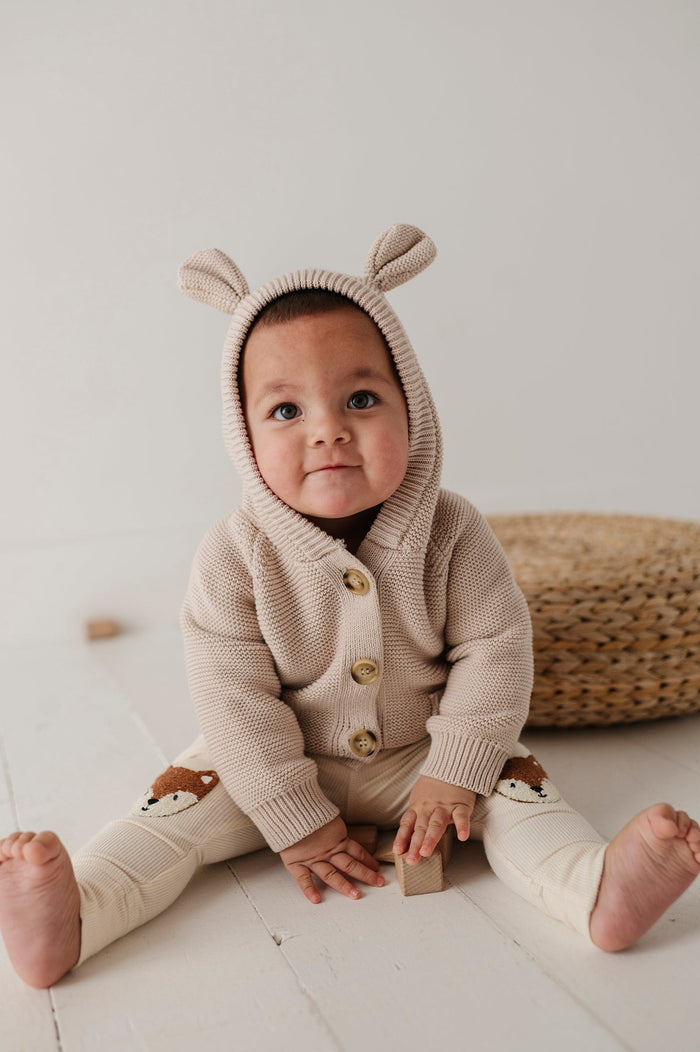 BABYSPROUTS: KNIT HOODIE & KNIT PANT SET - SAND