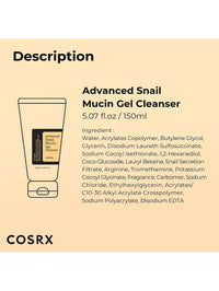 COSRX: ADVANCED SNAIL MUCIN GEL CLEANSER