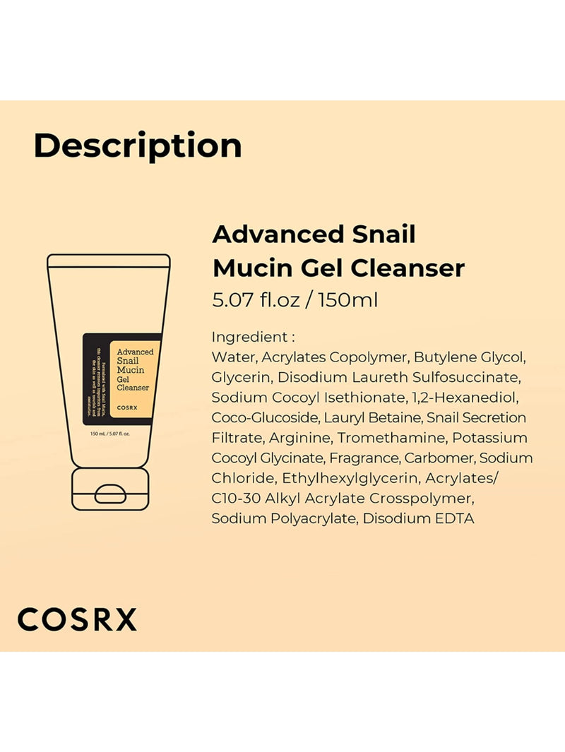 COSRX: ADVANCED SNAIL MUCIN GEL CLEANSER