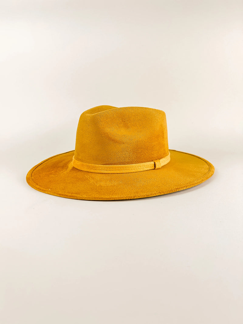 WILDER AND SOUL: VEGAN SUEDE RANCHER HAT - MUSTARD