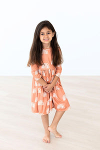 MILA & ROSE: RAINBOWS IN FALL 3/4 SLEEVE TWIRL DRESS