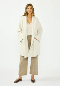 OVERSIZED TWO POCKET KNIT CARDIGAN - HEATHER CREAM