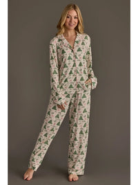 PANACHE: TREES & BOWS JERSEY PAJAMA SET