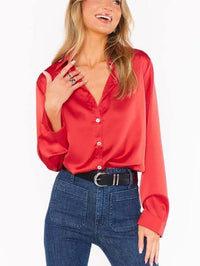 SHOW ME YOUR MUMU: SMITH BUTTON DOWN - RED LUXE SATIN