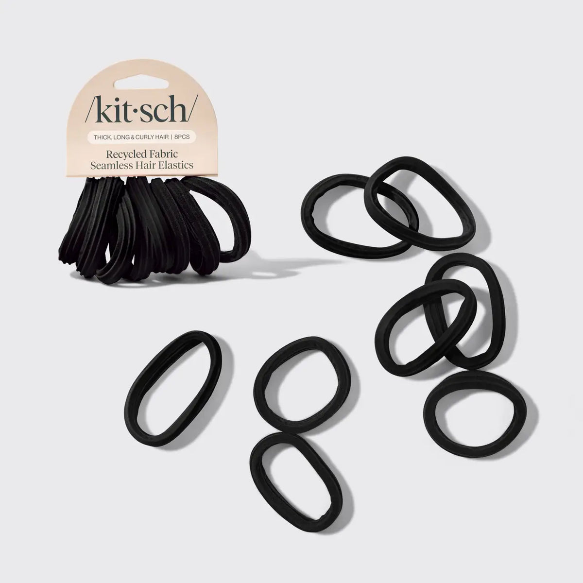 KITSCH: SEAMLESS HAIR ELASTICS 8PC SET- BLACK