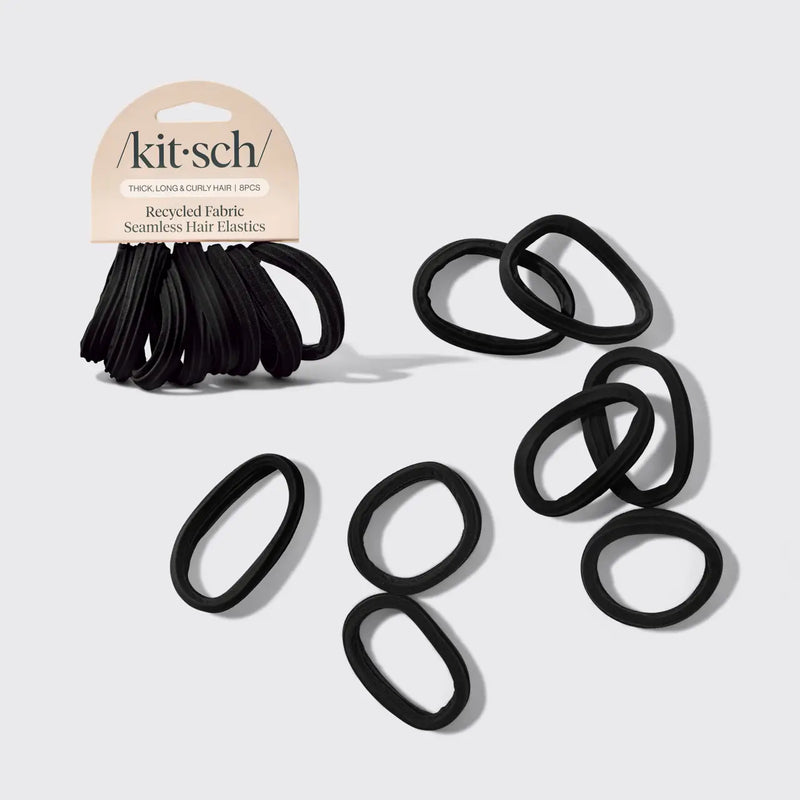 KITSCH: SEAMLESS HAIR ELASTICS 8PC SET- BLACK