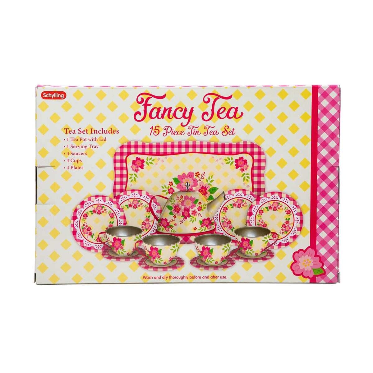 15-PIECE FANCY TIN TEA SET - BEAUTIFUL FLOWERS