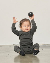 LITTLE BIPSY: WAFFLE ROMPER - SHADOW