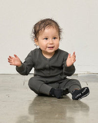 LITTLE BIPSY: WAFFLE ROMPER - SHADOW