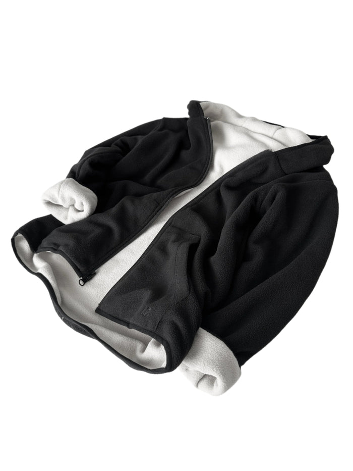 LITTLE BIPSY: REVERSIBLE FLEECE ZIP HOODIE - BLACK